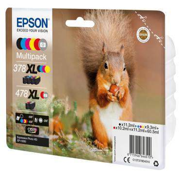 Epson 478XL Multipack - 6-pack - høykapasitets - grå, svart, gul, cyan, magenta, rød - original - blekkpatron (C13T379D4010)