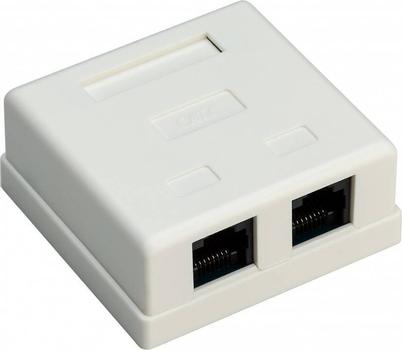 GOOBAY 2-port RJ45 surface mount installation box, CAT 6, UTP, white - unshielded (77633)
