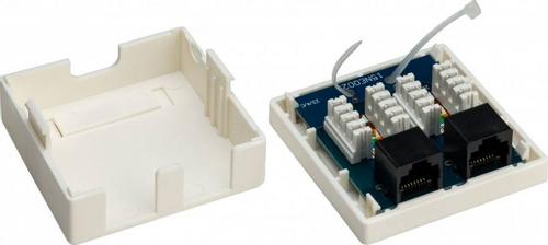 GOOBAY 2-port RJ45 surface mount installation box, CAT 6, UTP, white - unshielded (77633)