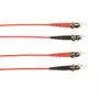 BLACK BOX COLOURED SINGLEMODE PATCH CABLE - LSZH DUPLEX - RED, ST-ST, 3M