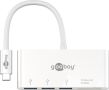 GOOBAY USB-Câ?¢ multiport adapter Card Reader, white, 150 m - Adds three USB 3.0 connections and a card slot for SD/MMC and micro SD cards to a USB-Câ?¢ device (62097)