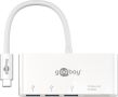 GOOBAY USB-Câ?¢ multiport adapter Card Reader, white, 150 m - Adds three USB 3.0 connections and a card slot for SD/MMC and micro SD cards to a USB-Câ?¢ device