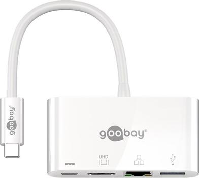GOOBAY USB-Câ?¢ multiport adapter HDMI + Ethernet, white, 0.15 m - Adds one Ethernet connection,  one HDMIâ?¢ connection and one USB 3.0 connection to a USB-Câ?¢ device (62105)