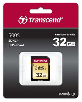 TRANSCEND 500S - Flash memory card - 32 GB - UHS-I U1 / Class10 - SDHC UHS-I (TS32GSDC500S)