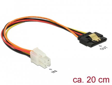 DELOCK Effekt P4 (male) - 15 pin Serial ATA strøm Modtager Sort Rød Gul 20cm (85519)