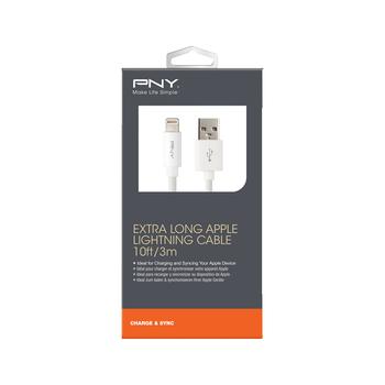 PNY CHARGE & SYNC CABLE 3 0M USB TO LIGHTNING APPLE WHITE CABL (C-UA-LN-W01-10)