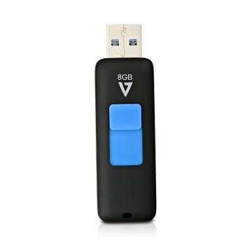 V7 8GB FLASH DRIVE USB 3.0 BLACK 30MB/S READ 8MB/S WRITE MEM (VF38GAR-3E)
