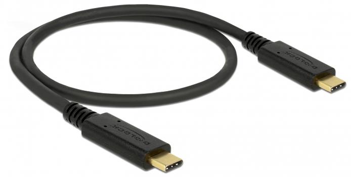 DELOCK USB 2.0 USB-C to USB-C cable, 5A, E-Marker, 0.5m, black (83043)
