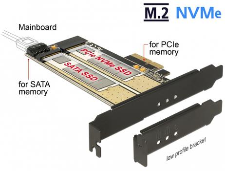 DELOCK PCI Express x4 Card > 1 x internal M.2 Key B + 1 x internal NVMe M.2 K (89630)