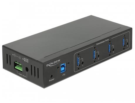 DELOCK External Industry Hub 4 x USB 3.0 Type-A with 15 kV ESD protection (63309)