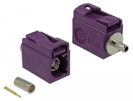 DELOCK FAKRA D jack 21 mm (short) for crimping (89702)