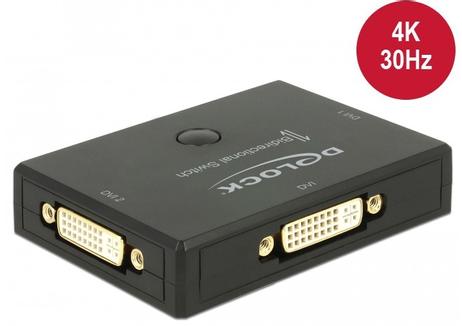 Delock DVI 2 - 1 Switch bidirectional 4K 30 Hz - videosvitsj - 2 porter (18751)