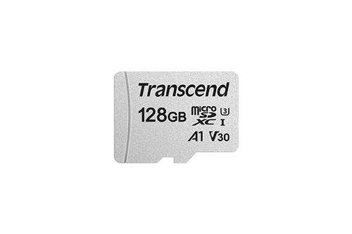 TRANSCEND 300S - Flash memory card (adapter included) - 128 GB - A1 / Video Class V30 / UHS-I U3 - microSDXC (TS128GUSD300S-A)