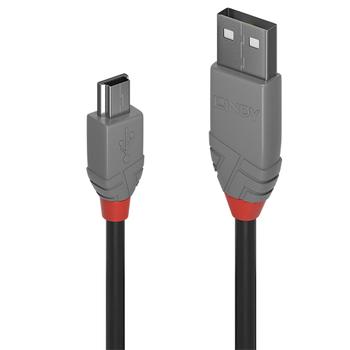 LINDY USB2.0 Cable Type A to MiniB. Anthra 0.5m Factory Sealed (36721)
