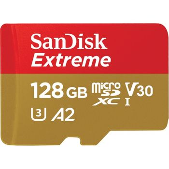 SANDISK Extreme microSDXC 128GB + SD Adapter + Rescue Pro Deluxe 160MB/s A2 C10 V30 UHS-I U4 (SDSQXA1-128G-GN6MA)