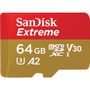 SANDISK Extreme microSDXC 64GB + SD Adapter + Rescue Pro Deluxe 160MB/s A2 C10 V30 UHS-I U3