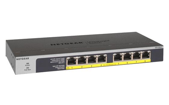 NETGEAR 8-PORT FLEX UNMANAGED SWITCH GIGABIT ETHERNET POE/POE+ CPNT (GS108LP-100EUS)