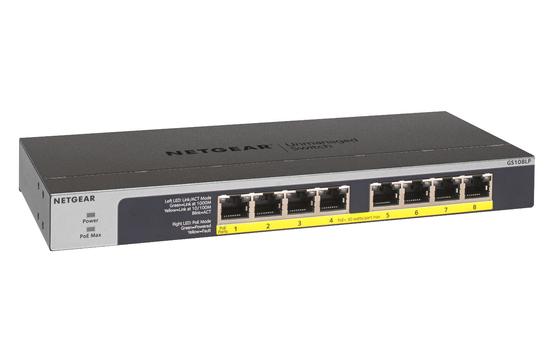 NETGEAR 8-PORT FLEX UNMANAGED SWITCH GIGABIT ETHERNET POE/POE+ CPNT (GS108LP-100EUS)