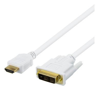 DELTACO HDMI TO DVI CABLE WITHOUT FERRITE CORE 2M WHITE (HDMI-112AD)