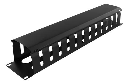 DELTACO 19" cable management,  metal, finger duct and feedthrough,  2U (19-26)