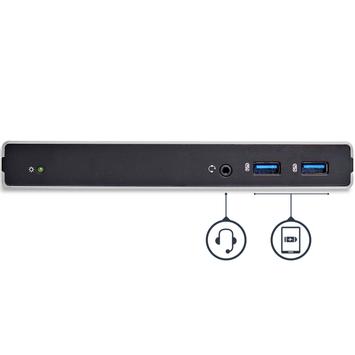 StarTech Dual Monitor USB 3.0 Docking Station w/ DVI to VGA & HDMI Adapters, 5x USB 3.0 & Audio - Vertical DVI Dock for Mac & Windows (USB3SDOCKDD) - dokkingstasjon - USB - DVI - 1GbE (USB3SDOCKDD)