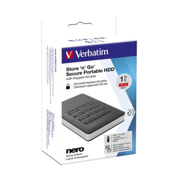 Verbatim Store 'n' Go Secure Portable HDD with Keypad Access - harddisk - 2 TB - USB 3.1 Gen 1 (53403)