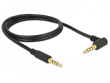 DELOCK Stereo Jack Cable 3.5 mm 4 pin male > male angled 1 m black (85610)