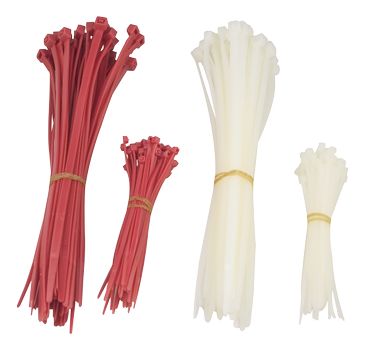 DELTACO Cable ties, 100mm & 200mm, 200-pack, red / white (ZMX-27)