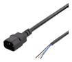 DELTACO C14 to open ended power cord, 2m, IEC C14, 10A, black