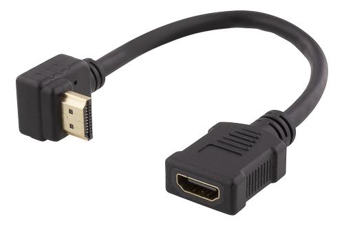 DELTACO Flexible HDMI adapter, 0,2m, up-angled,  HDMI M/F, UHD, black (HDMI-21B)