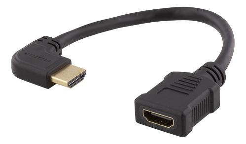 DELTACO Flexible HDMI adapter, 0,2m, left-angled,  HDMI M/F, UHD, black (HDMI-21C)