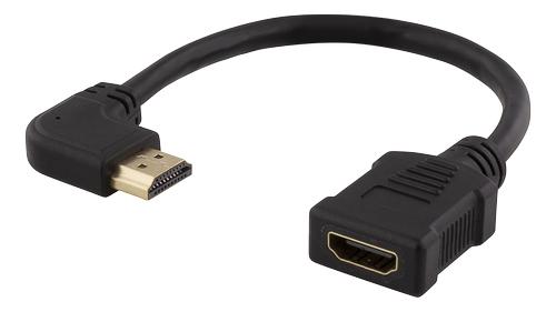 DELTACO Flexible HDMI adapter, 0,2m, right-angled,  HDMI M/F, UHD, black (HDMI-21D)