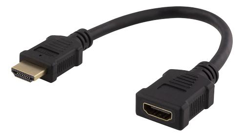 DELTACO Flexible HDMI adapter, 0,2m, HDMI M/F, UHD, black (HDMI-21F)