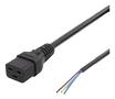 DELTACO C19 to open ended power cord, 2m, IEC C19, 10A, black