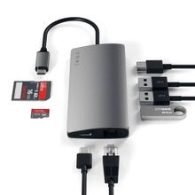 SATECHI Type-C MultiPort Adapter 4K V2 Space Gray, HDMI, 3 x USB 3.0, USB-C, SD/ microSD,  Ethernet (ST-TCMA2M) (ST-TCMA2M)