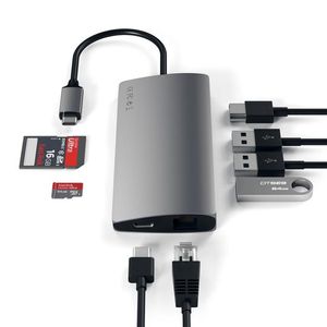 SATECHI Type-C MultiPort Adapter 4K V2 Space Gray, HDMI, 3 x USB 3.0, USB-C, SD/ microSD,  Ethernet (ST-TCMA2M)