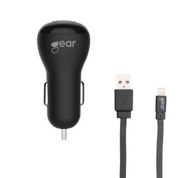 GEAR Lader 12-24V 1xUSB 1A Svart Lightning Kabel 1m MFI (665008)