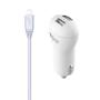 Gear by Carl Douglas Lader 12-24V 2xUSB 2,4A Hvit MicroUSB Kabel Rund 1m
