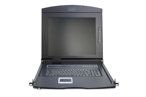 DIGITUS Modularized 43 2cm (17in) TFT console with 1 port KVM German keyboard RAL 9005 black IN (DS-72210-1GE)