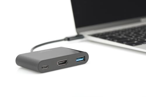 ASSMANN Electronic USB-C HDMI MULTIPORT ADAPTER 1X HDMI/1X USB-C (PD)/1X USB 3.0 CABL (DA-70855)