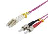 DELTACO Fiber cable, 3m, LC-ST Duplex, 50/125, pink