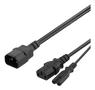 DELTACO Y-Splitter power cord C14 to C13+C7, 0,2m, black