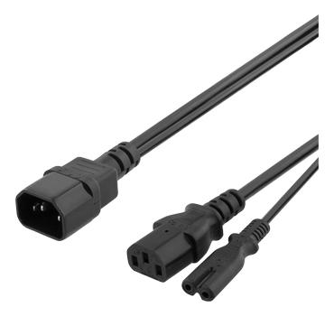 DELTACO Y-Splitter power cord C14 to C13+C7, 0,5m, black (DEL-109YA)