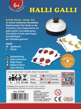 AMIGO Halli Galli, Kartenspiel 2 - 6 Spieler 15 Minuten ab 6 Jahren (01700)