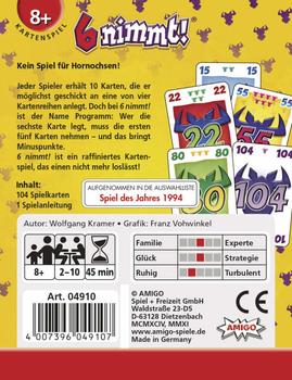 AMIGO 6 nimmt!, Kartenspiel 2 - 10 Spieler 45 Minuten ab 8 Jahren (04910)