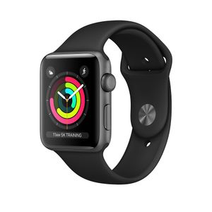 APPLE Apple Watch Series 3 38mm GPS (stellargrå) Sport Band Smartklokke,  1,3" OLED Retina, GPS, BT, 5ATM, WiFi, reim (sort) (MTF02DH/A)