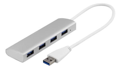 DELTACO USB-hub USB 3.0 4 port, silver (UH-484)