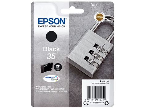 EPSON n Ink Cartridges,  DURABrite" Ultra, 35, Padlock, Singlepack,  1 x 16.1 ml Black (C13T35814010)