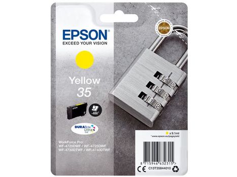 EPSON n Ink Cartridges,  DURABrite" Ultra, 35, Padlock, Singlepack,  1 x 9.1 ml Yellow (C13T35844010)