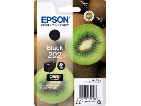 EPSON n Ink Cartridges,  Claria" Premium Ink, 202, Kiwi, Singlepack,  1 x 6.9 ml Black, Standard (C13T02E14010)